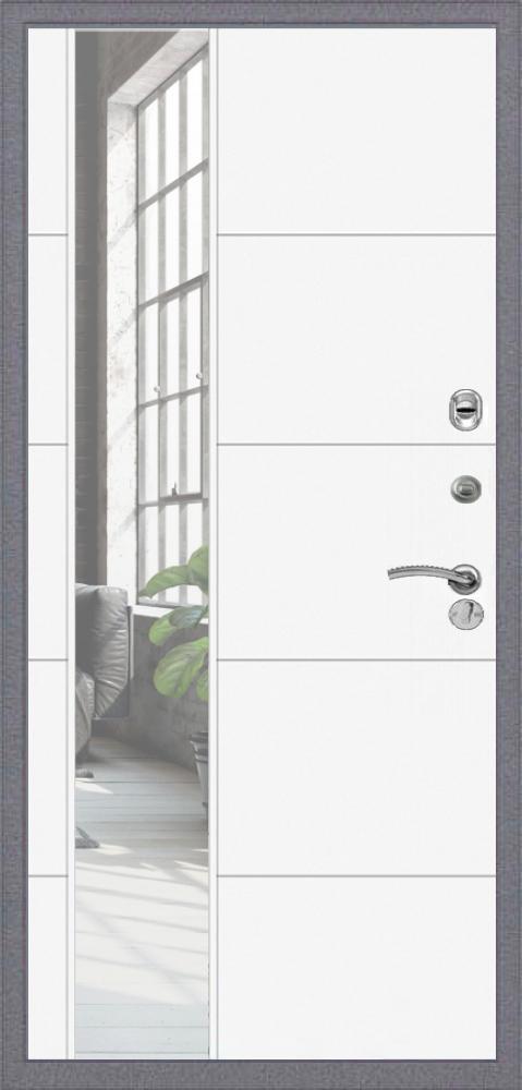 Стальная дверь с зеркалом Премиум ФЛ-290 ЛФЛС-19, Цвет «Силк сноу» - вид 2