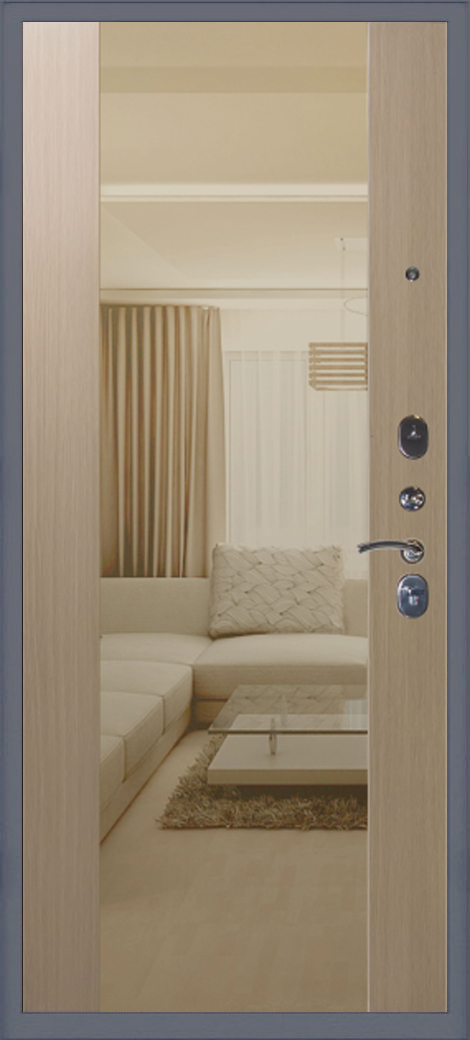 Стальная дверь с зеркалом Тефлон 3К Макси, Цвет «Беленый дуб» - вид 2