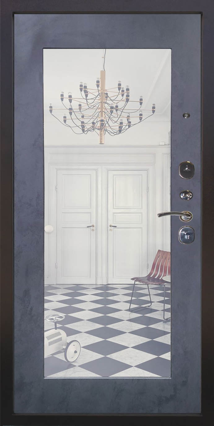 Стальная дверь с зеркалом Тефлон 3К Модерн Зеркало, Цвет «Бетон темный» - вид 2