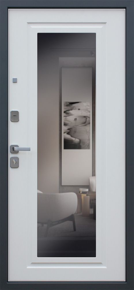 Входная металлическая дверь в квартиру Стандарт 57 с зеркалом - вид 2