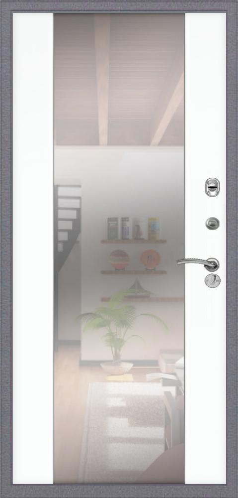 Стальная дверь с зеркалом Премиум ФЛ-290 СБ-16 с зеркалом, Цвет «Силк сноу» - вид 2
