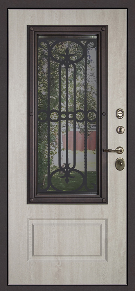 Железная утепленная уличная дверь с ковкой в коттедж Стандарт 72 - вид 2