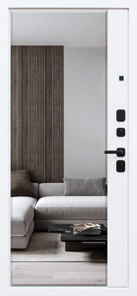 Белая входная дверь в квартиру с зеркалом — Стандарт 31 - вид 2