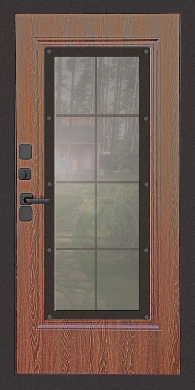 Входная металлическая дверь с терморазрывом для коттеджа Йошкар-Ола — Дуб филадельфия коньяк - вид 2