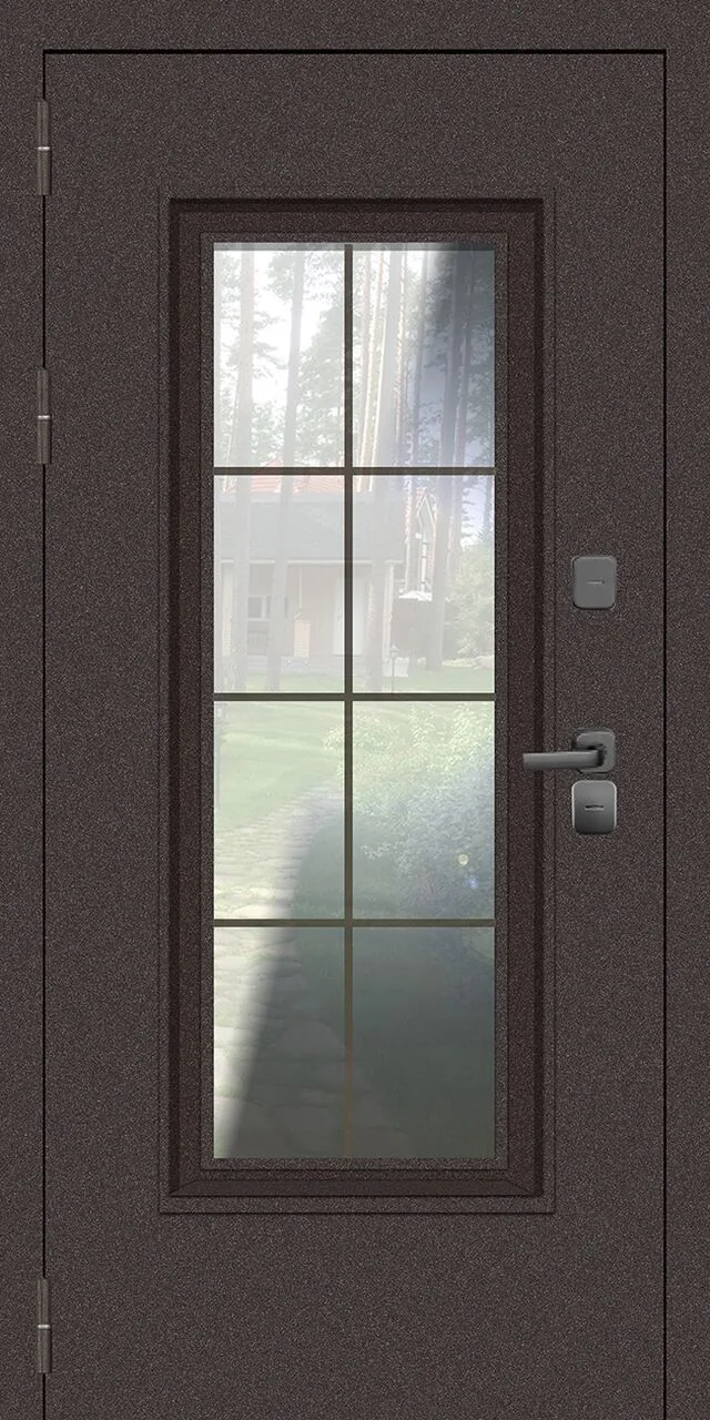 Белая входная трёхконтурная дверь со стеклом с терморазрывом для дома Йошкар-Ола