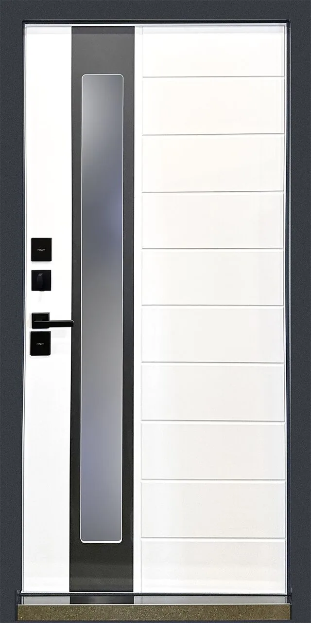 Металлическая дверь со стеклом для дома с терморазрывом Йошкар Ола — Матовый белый - вид 2