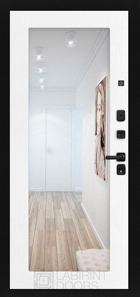 Одностворчатая дверь с зеркалом в Labirint Grand 18, Цвет «Белое дерево» - вид 2