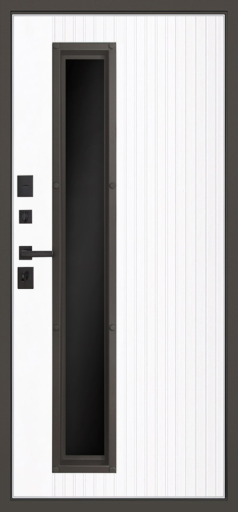 Стальная коричневая дверь с терморазрывом и окном для домов и коттеджей — Стандарт 122 - вид 2