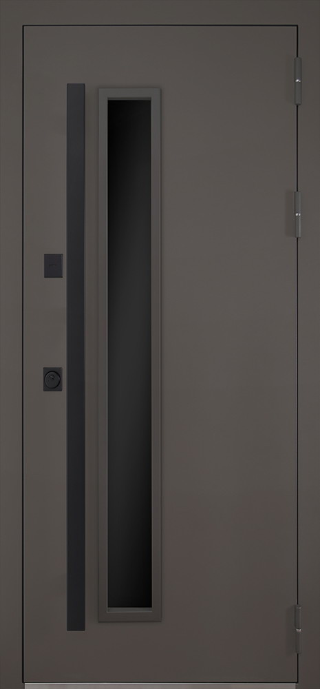 Стальная коричневая дверь с терморазрывом и окном для домов и коттеджей — Стандарт 123