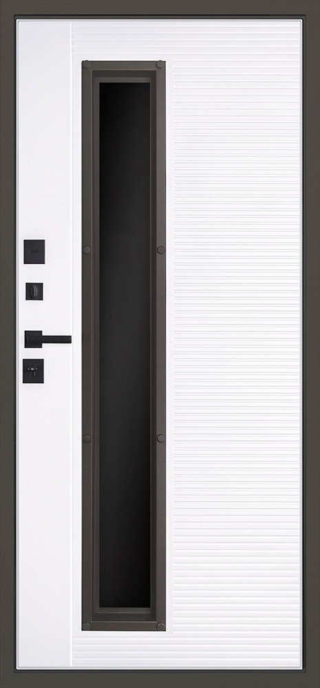 Стальная коричневая дверь с терморазрывом и окном для домов и коттеджей — Стандарт 123 - вид 2